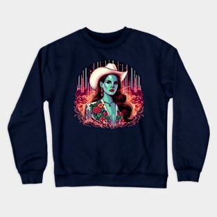 Neon Cowgirl Dreams: Lana Del Rey in Psychedelic Desert Nights Crewneck Sweatshirt